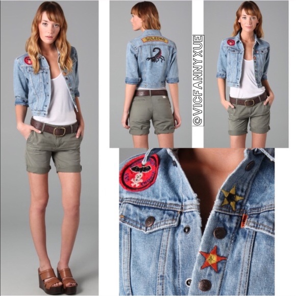 Levi's embroidered cropped denim jacket xs - Picture 1 of 6